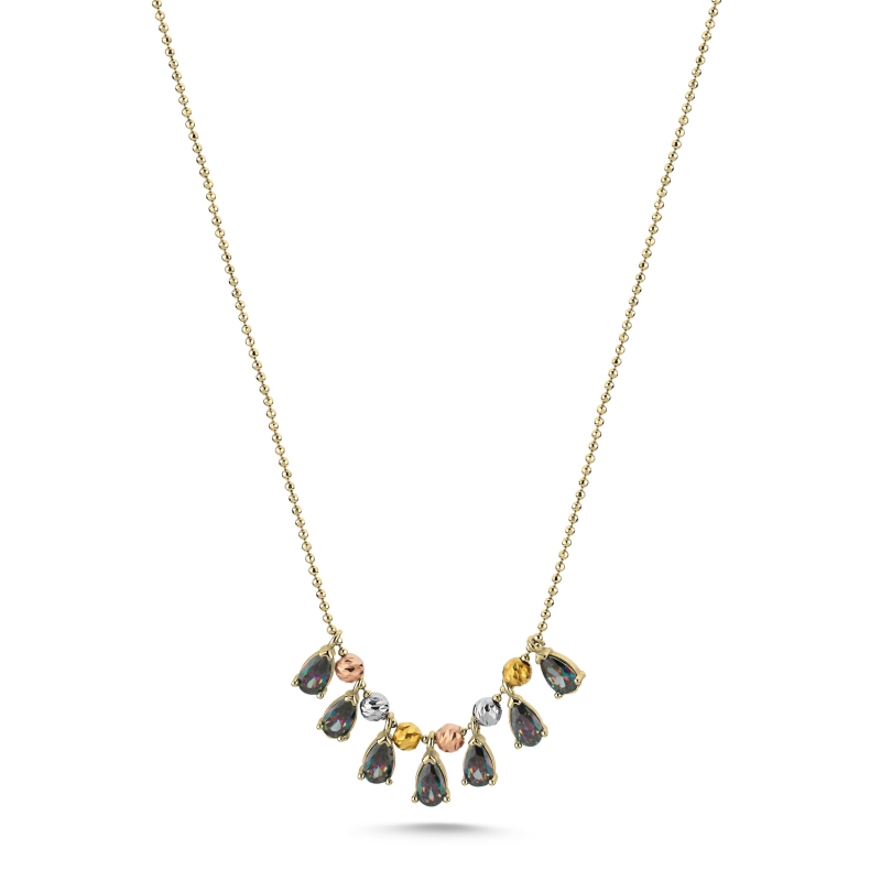 Diamond%20Cut%20Tricolor%20Ball%20&%20Mystic%20Topaz%20CZ%20Necklace-Gold%20Plated