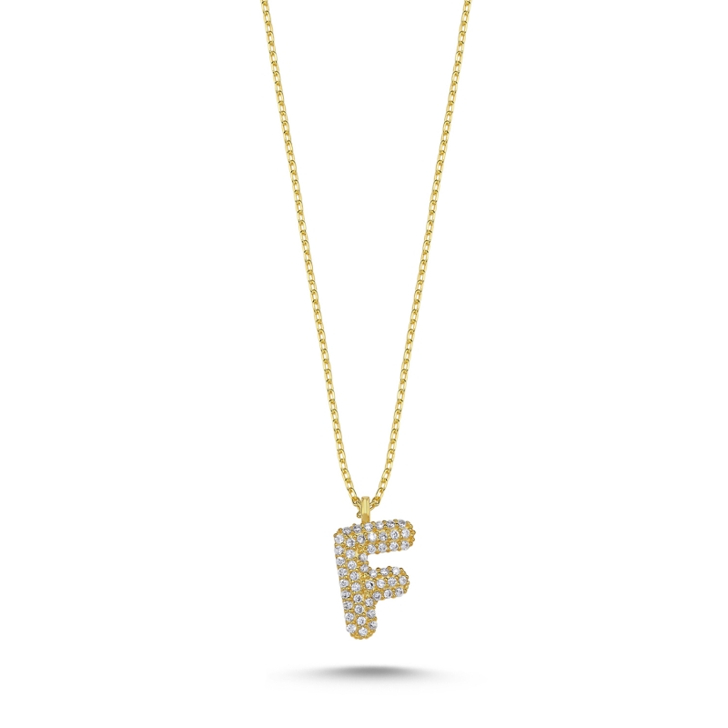 -F-%20Initial%20CZ%20Necklace-Gold%20Plated