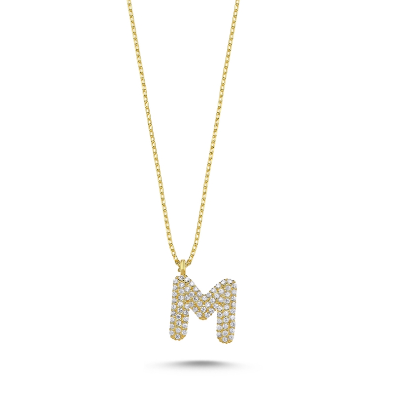 -M-%20Initial%20CZ%20Necklace-Altın%20kaplama