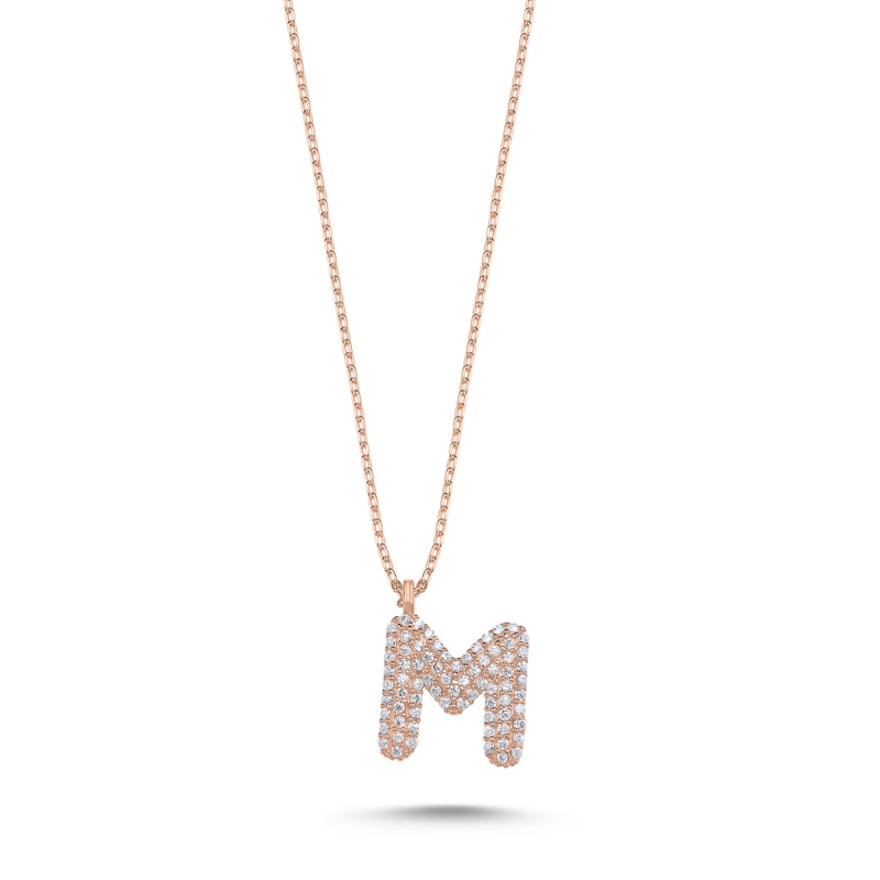 -M-%20Initial%20CZ%20Necklace-Rose%20kaplama