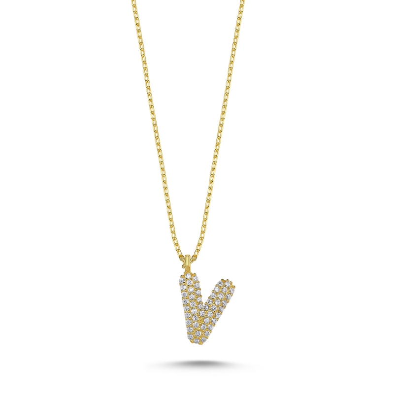 -V-%20Initial%20CZ%20Necklace-Gold%20Plated