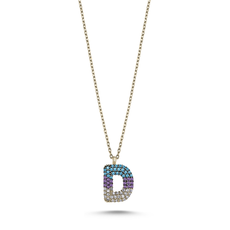 -D-%20Initial%20Colored%20CZ%20Necklace-Gold%20Plated