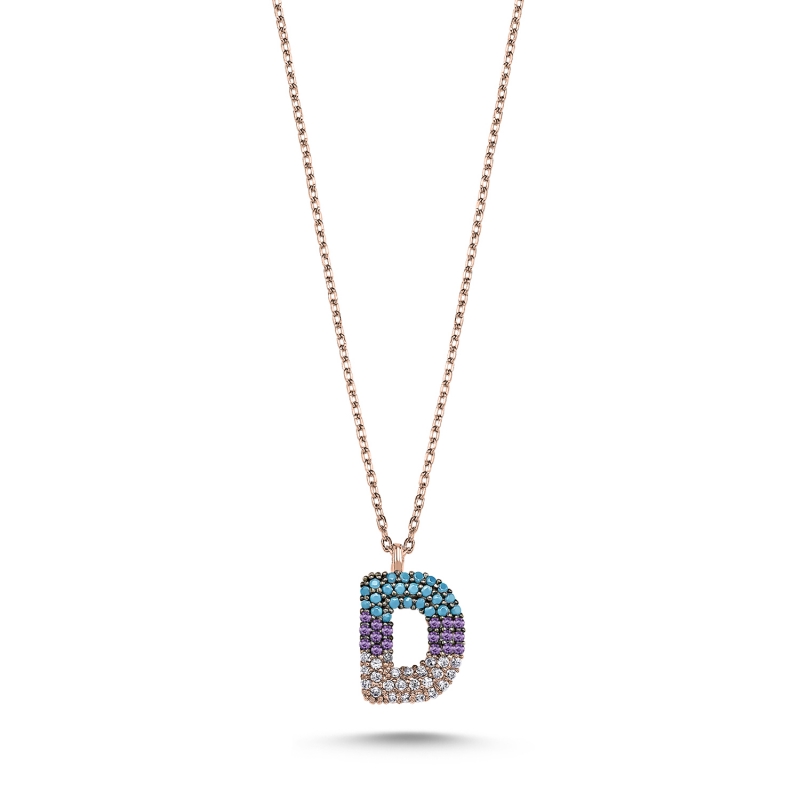 -D-%20Initial%20Colored%20CZ%20Necklace-Rose%20Gold%20Plated