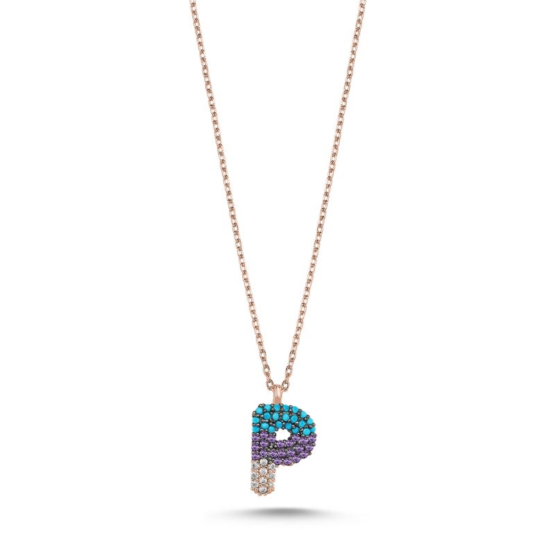 -P-%20Initial%20Colored%20CZ%20Necklace-Rose%20Gold%20Plated