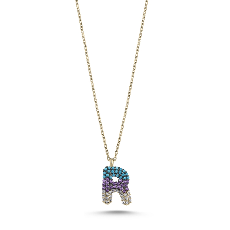 -R-%20Initial%20Colored%20CZ%20Necklace-Gold%20Plated