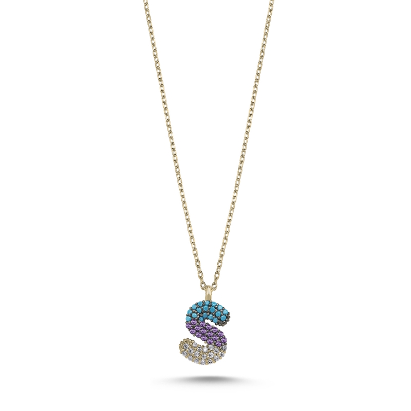 -S-%20Initial%20Colored%20CZ%20Necklace-Gold%20Plated