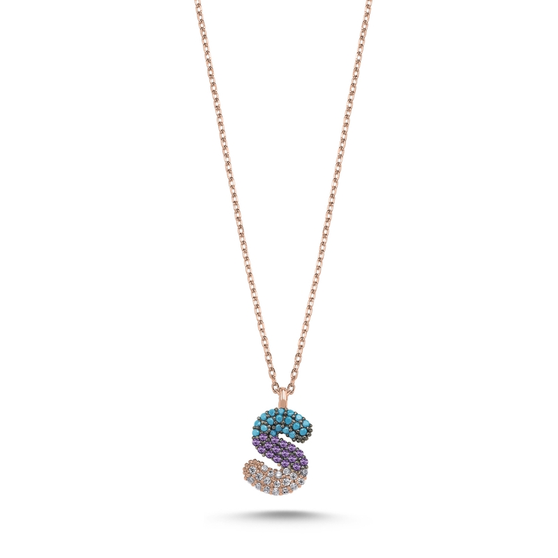 -S-%20Initial%20Colored%20CZ%20Necklace-Rose%20Gold%20Plated