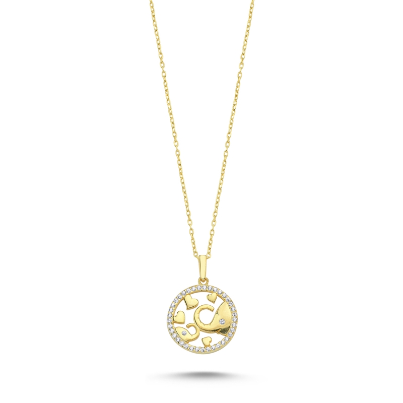 Elephant%20&%20Heart%20CZ%20Necklace-Gold%20Plated