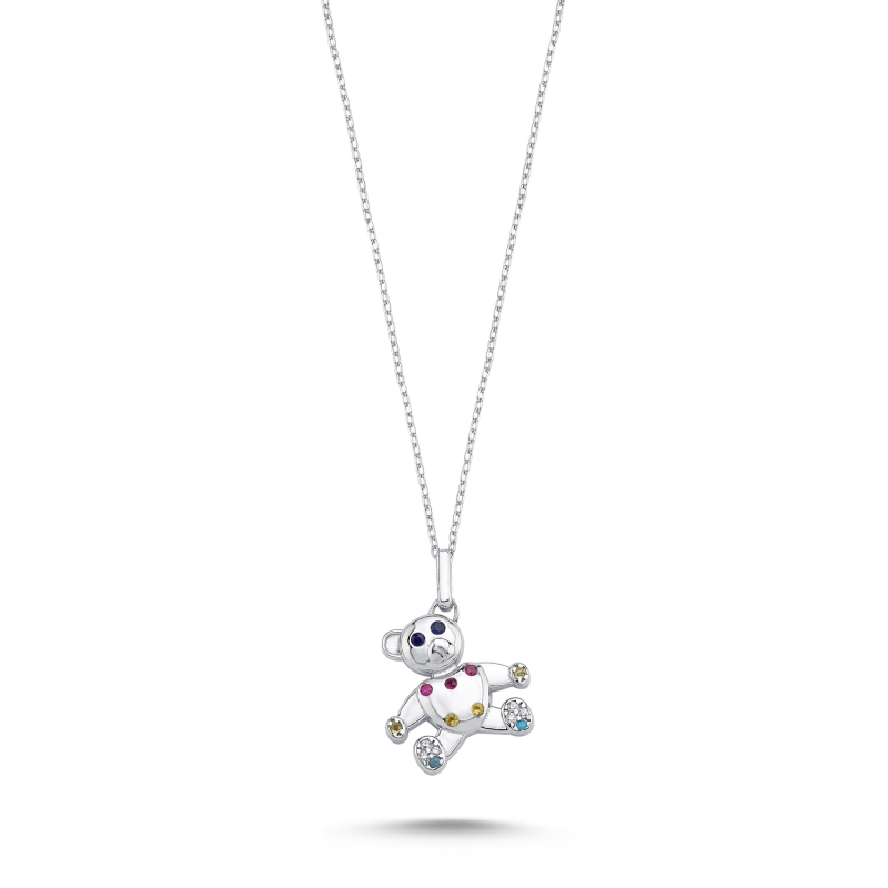 Teddy%20Bear%20Colored%20CZ%20Necklace