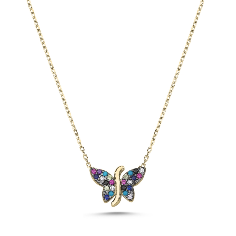 Butterfly%20Mix%20CZ%20Necklace-Gold%20Plated