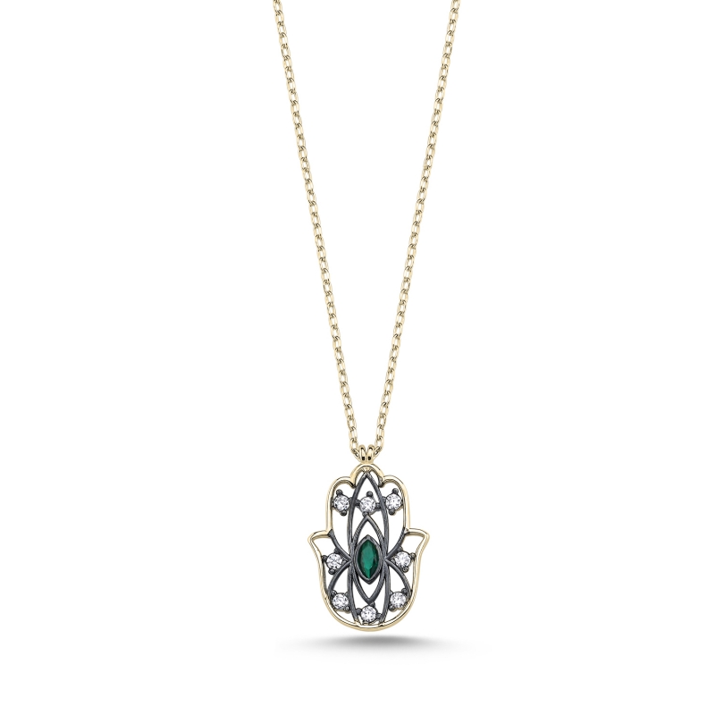 Hamsa%20CZ%20Necklace-Gold%20Plated