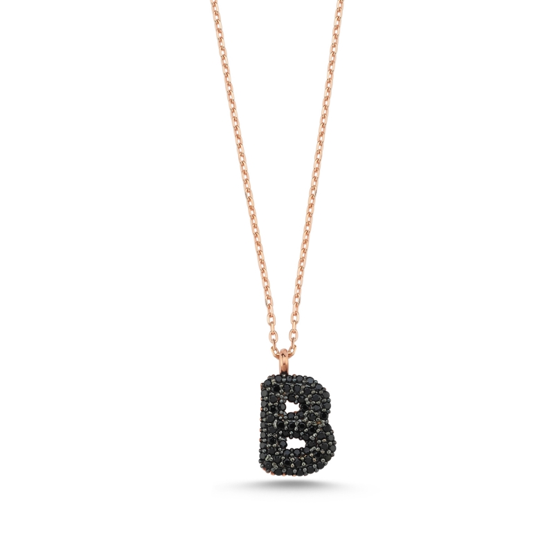 -B-%20Initial%20Black%20CZ%20Necklace-Rose%20Gold%20Plated