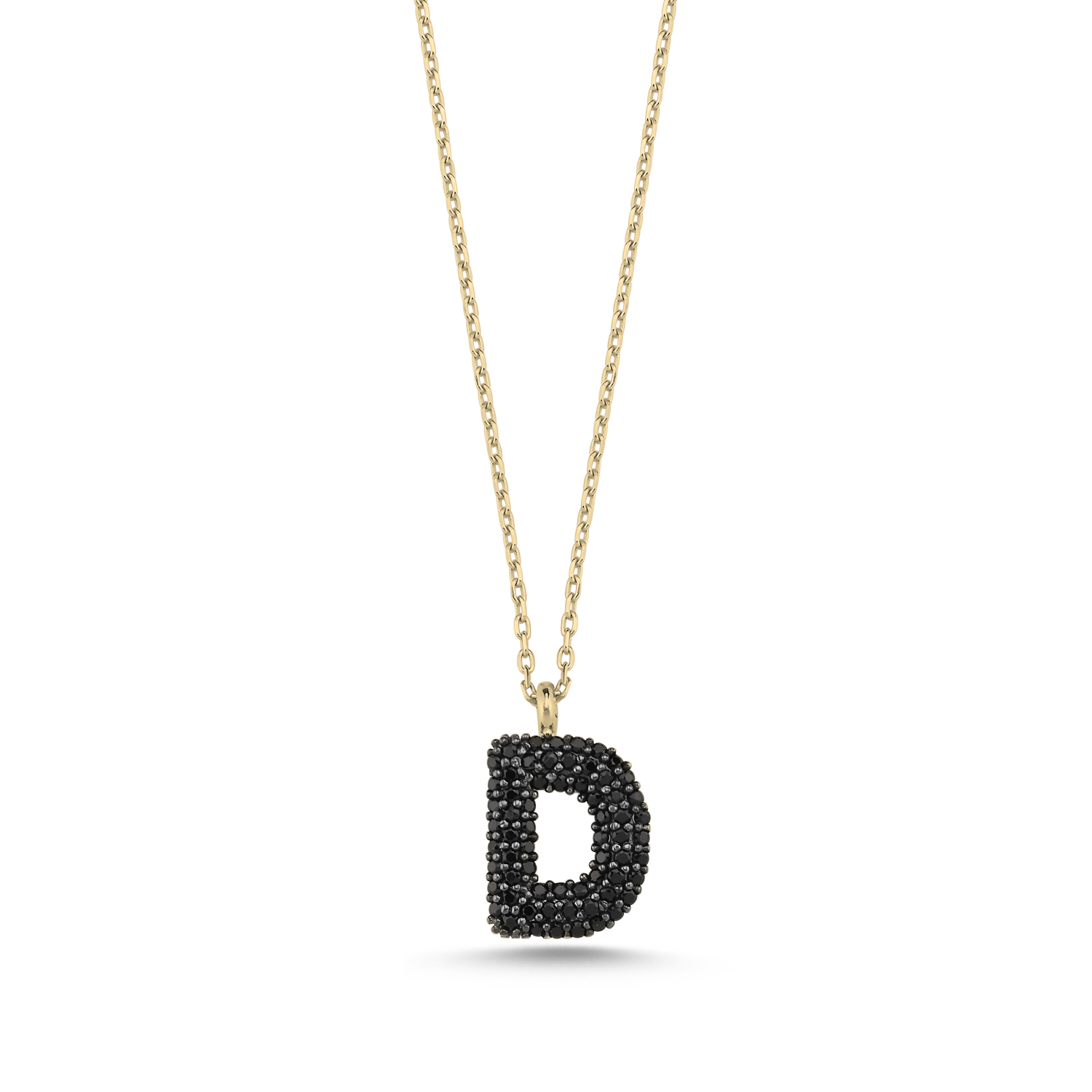 -D-%20Initial%20Black%20CZ%20Necklace-Altın%20kaplama