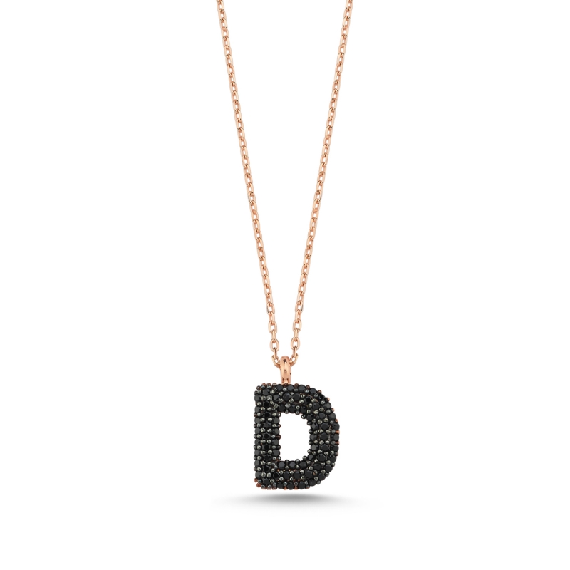 -D-%20Initial%20Black%20CZ%20Necklace-Rose%20Gold%20Plated