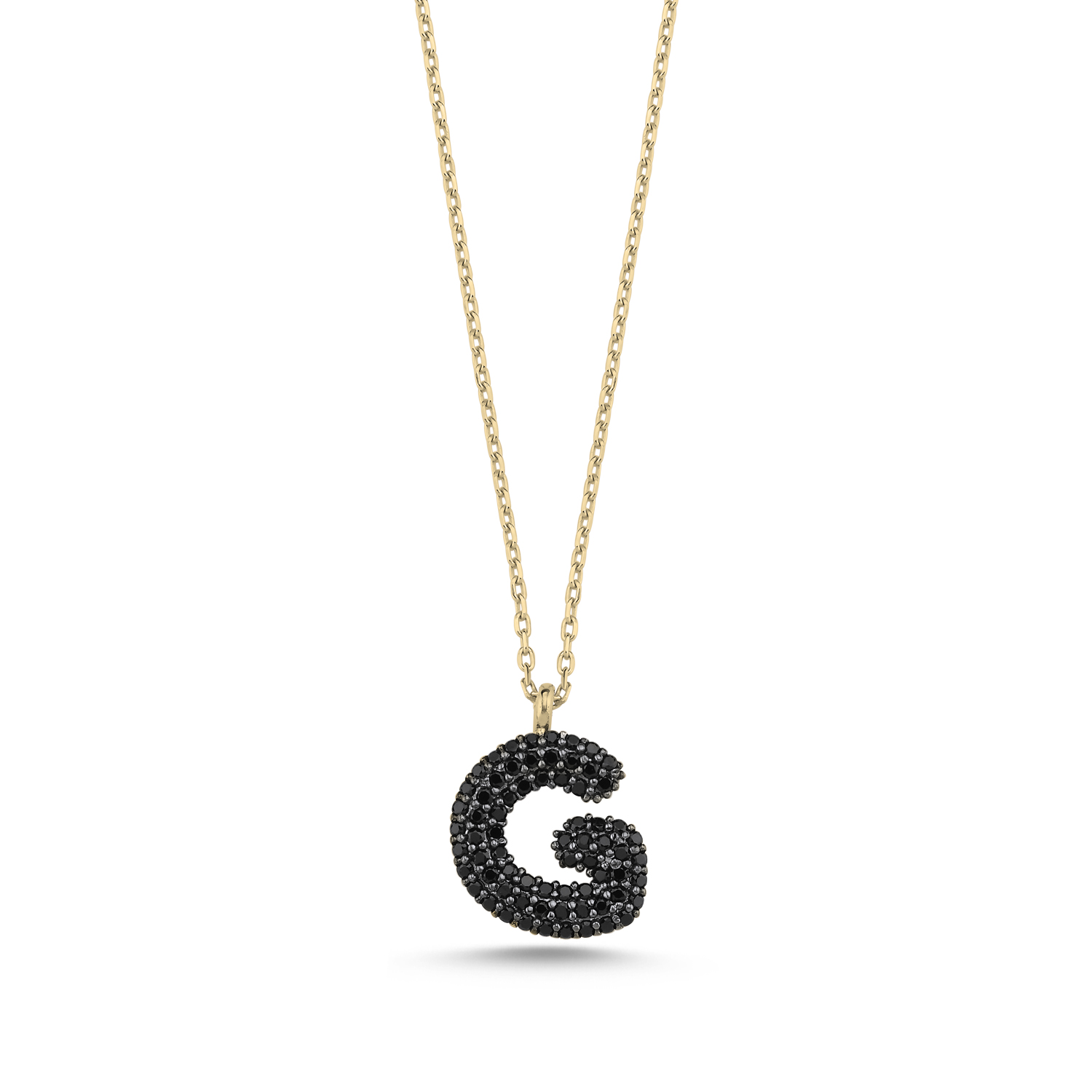 -G-%20Initial%20Black%20CZ%20Necklace-Altın%20kaplama