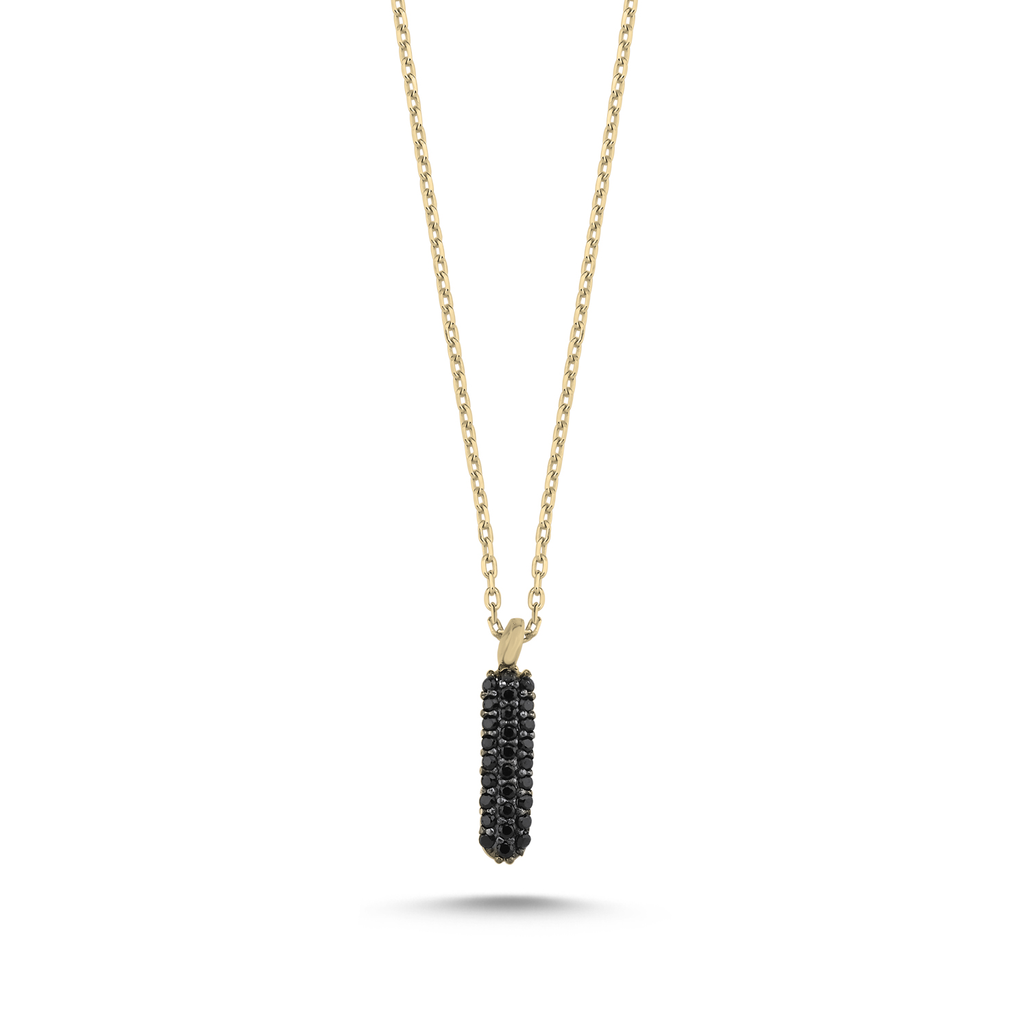 -I-%20Initial%20Black%20CZ%20Necklace-Altın%20kaplama