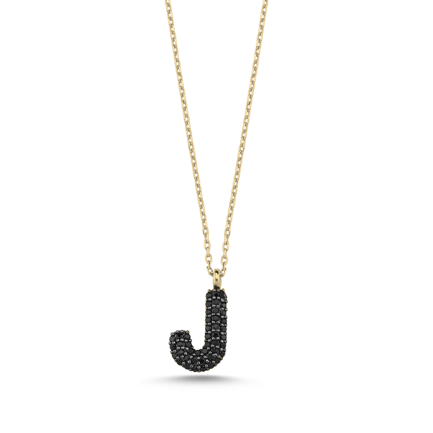 -J-%20Initial%20Black%20CZ%20Necklace-Altın%20kaplama