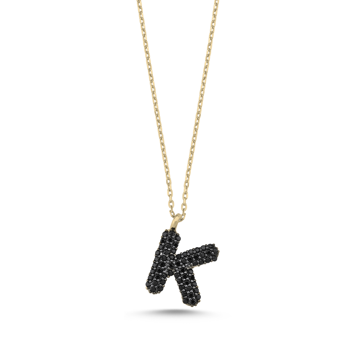 -K-%20Initial%20Black%20CZ%20Necklace-Altın%20kaplama