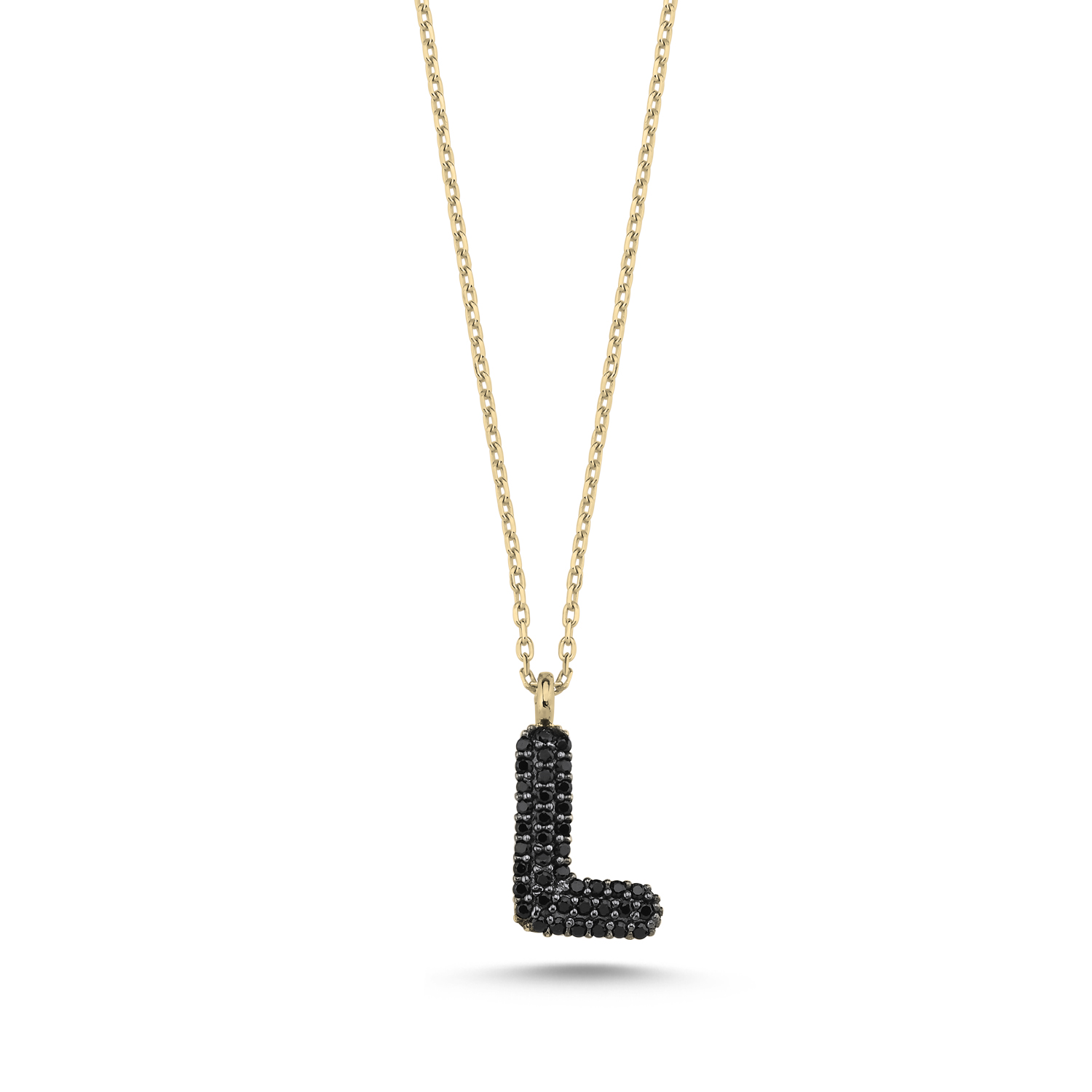 -L-%20Initial%20Black%20CZ%20Necklace-Altın%20kaplama