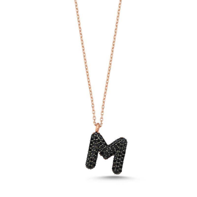 -M-%20Initial%20Black%20CZ%20Necklace-Rose%20Gold%20Plated