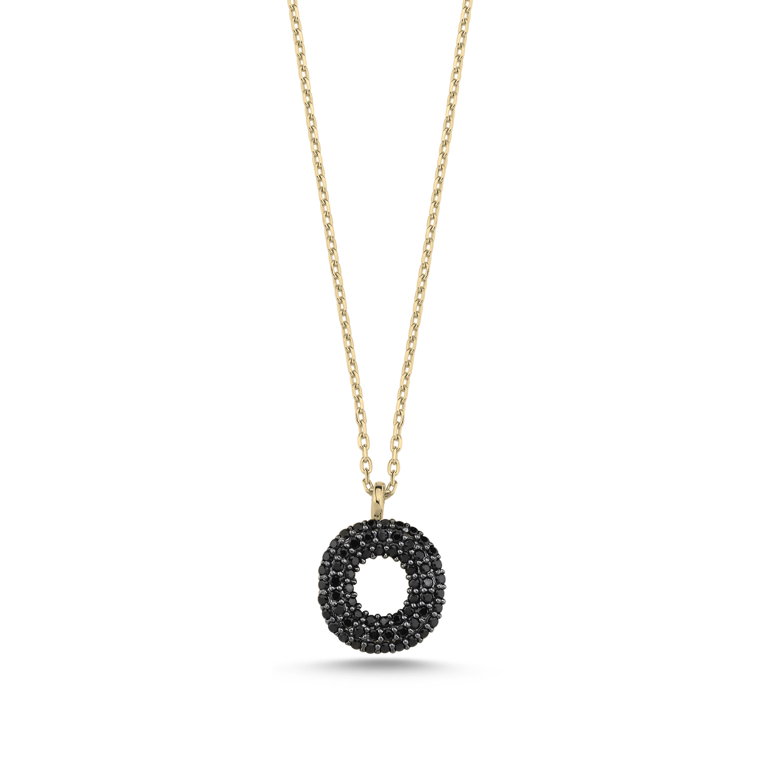 -O-%20Initial%20Black%20CZ%20Necklace-Altın%20kaplama