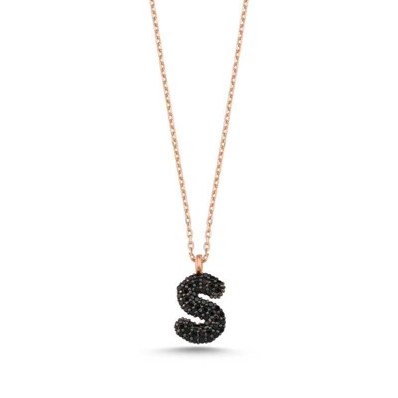 -S-%20Initial%20Black%20CZ%20Necklace-Rose%20Gold%20Plated