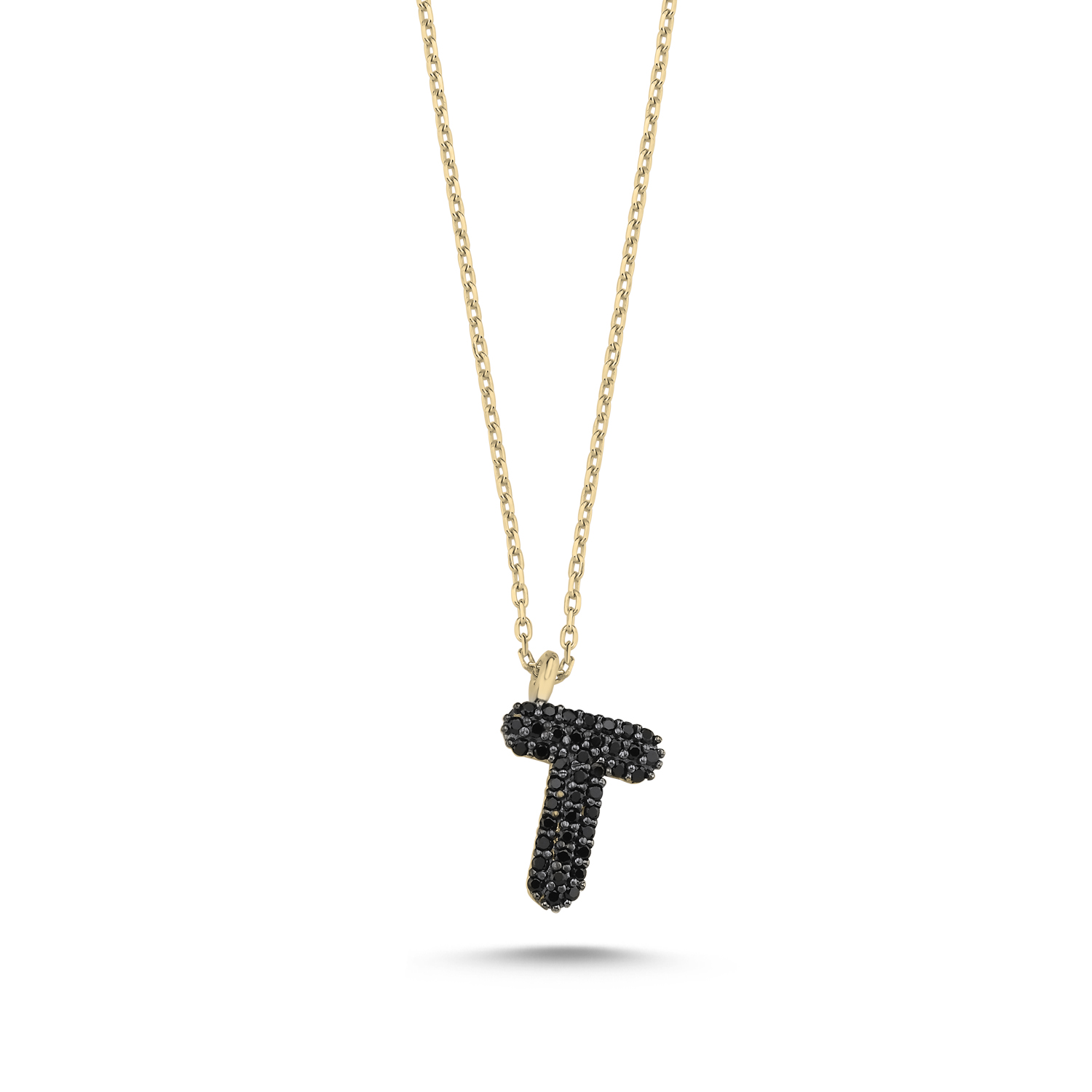 -T-%20Initial%20Black%20CZ%20Necklace-Altın%20kaplama