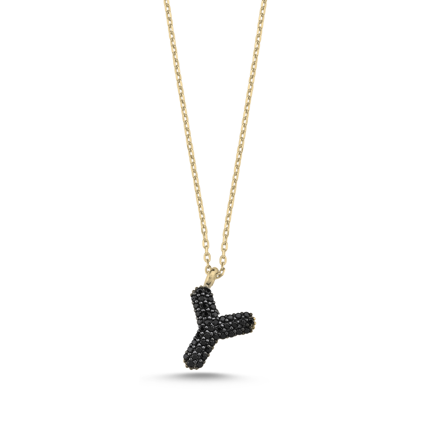 -Y-%20Initial%20Black%20CZ%20Necklace-Altın%20kaplama