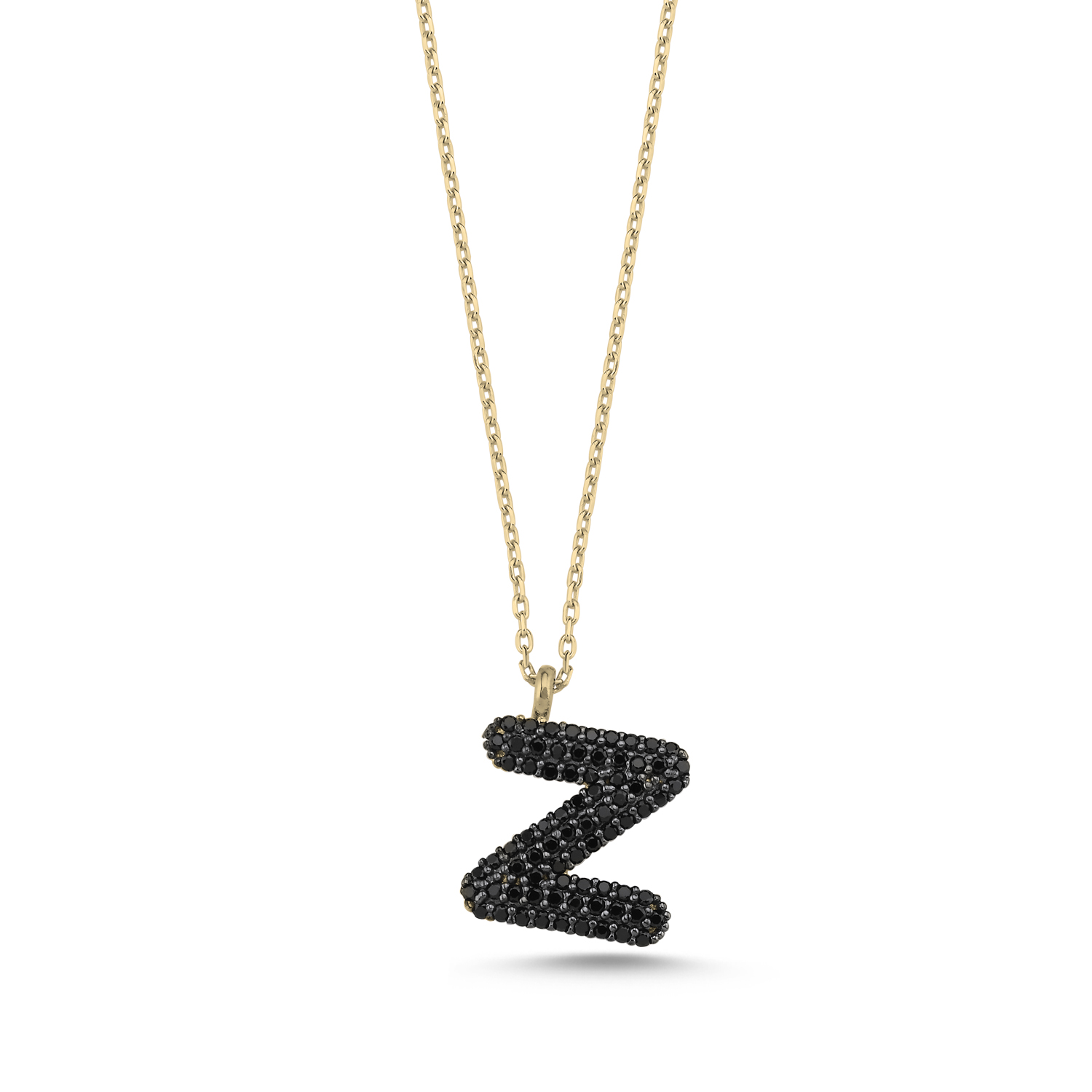 -Z-%20Initial%20Black%20CZ%20Necklace-Altın%20kaplama