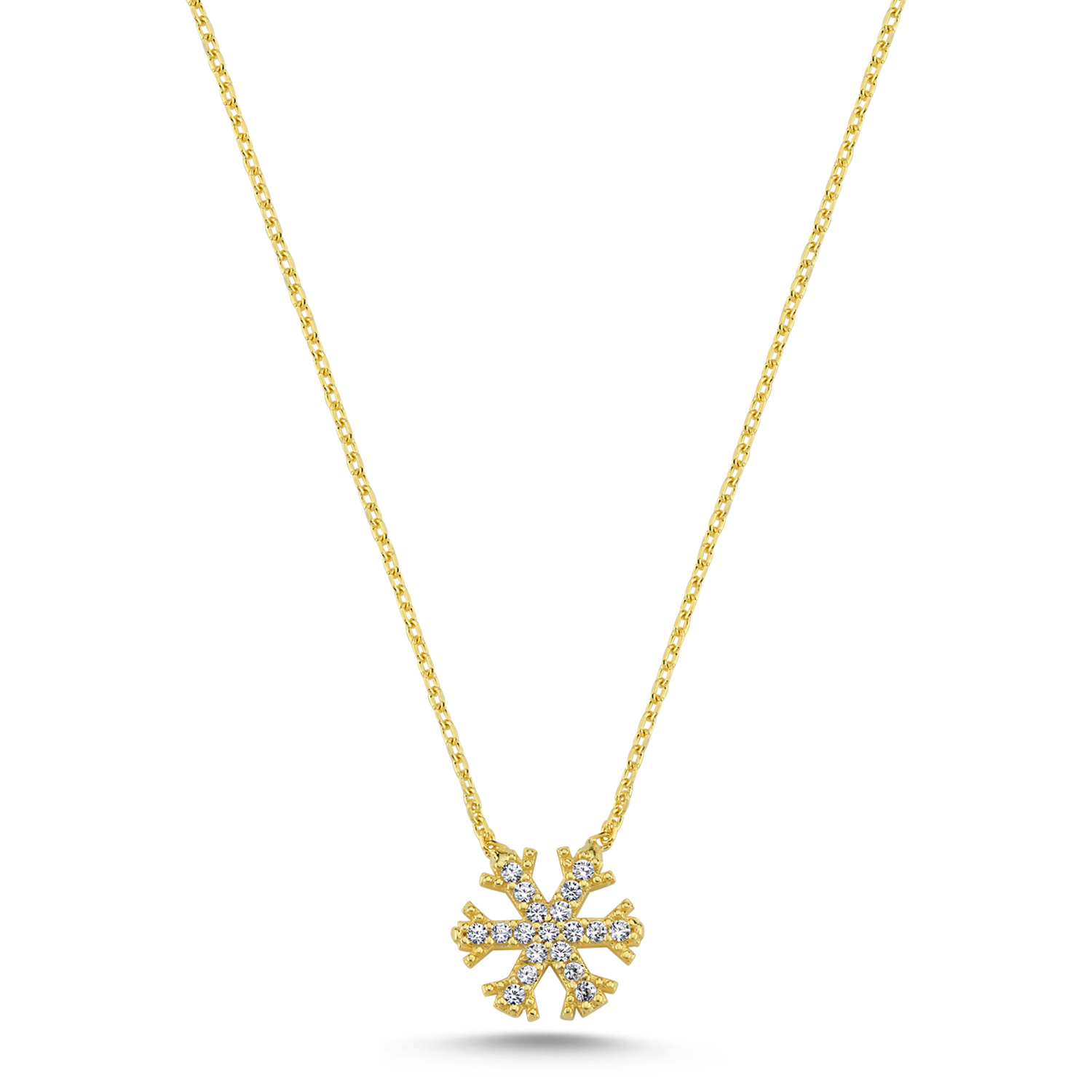 Snowflake%20CZ%20Necklace-Altın%20kaplama