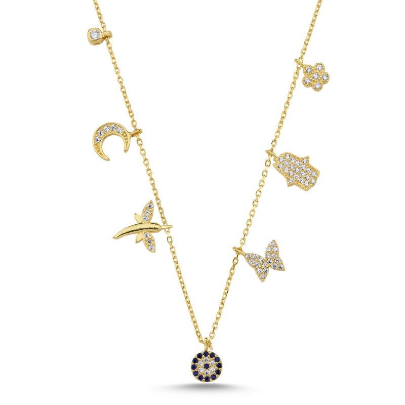 CZ%20Dangle%20Charm%20Necklace-Gold%20Plated