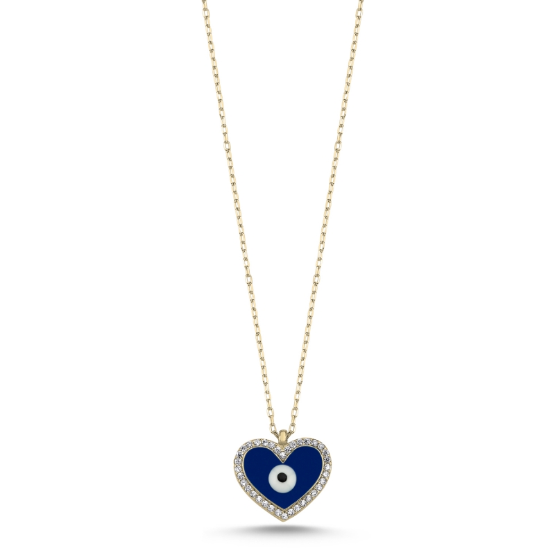 Heart%20Enamel%20Evil%20Eye%20&%20CZ%20Necklace-Gold%20Plated