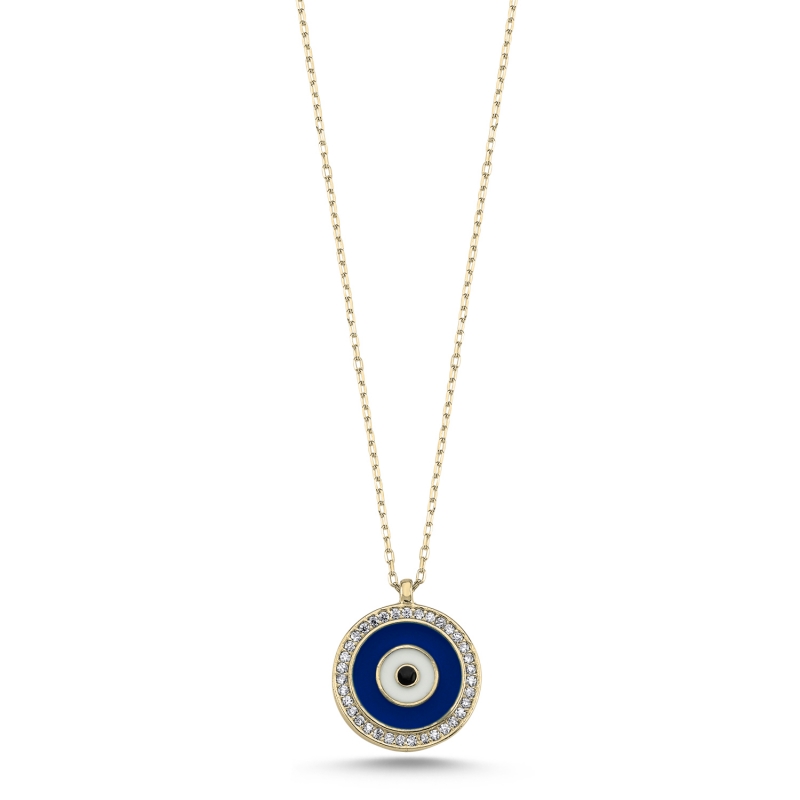 Enamel%20Evil%20Eye%20&%20CZ%20Necklace-Gold%20Plated