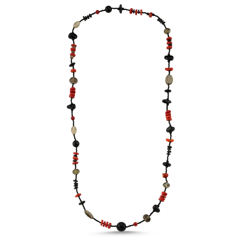 Coral%20&%20Onyx%20Stone%20Necklace