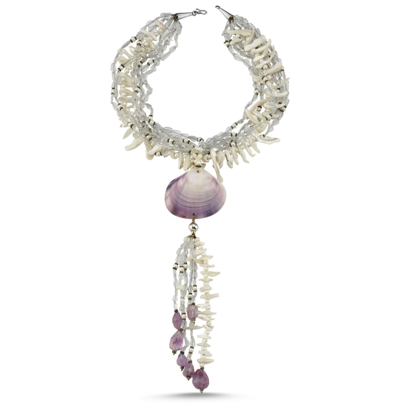 Quartz,%20Amethyst%20&%20Mother%20of%20Pearl%20Natural%20Stone%20Necklace