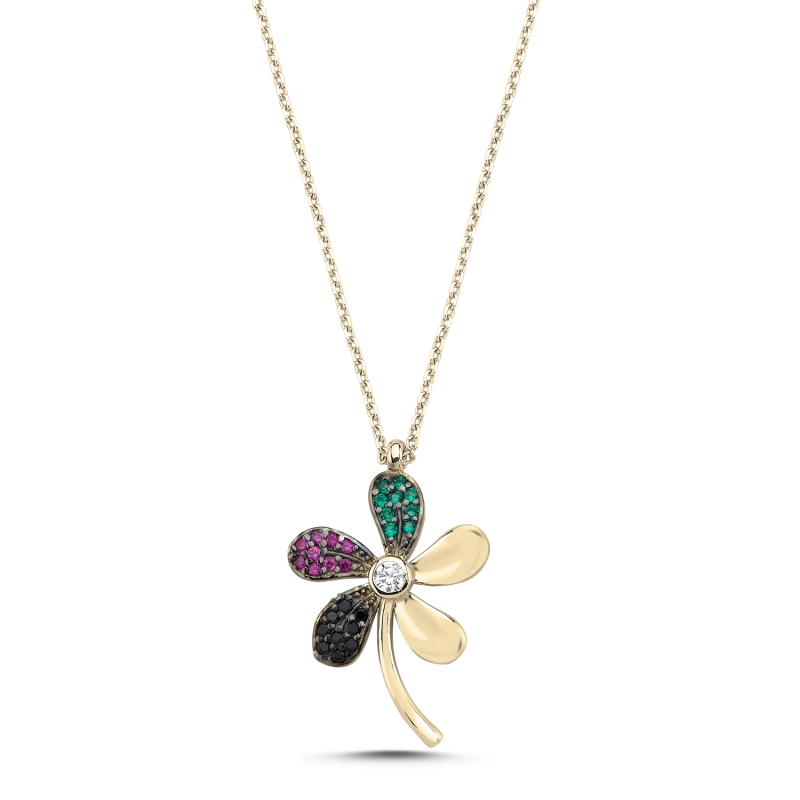 Daisy%20Colored%20CZ%20Necklace-Gold%20Plated