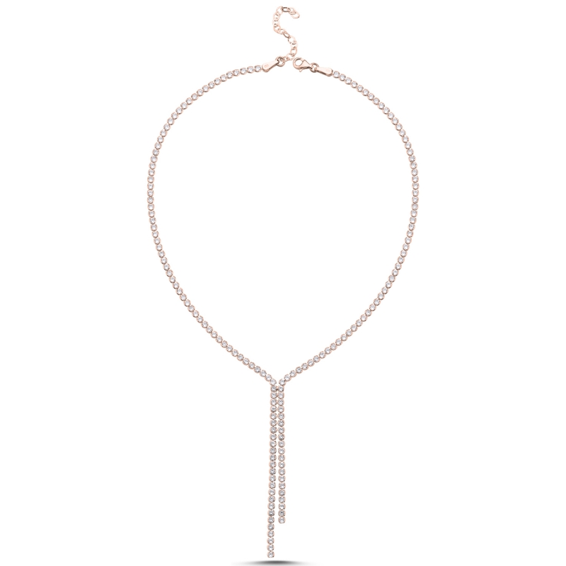 Tennis%203mm%20CZ%20Y%20Necklace-Rose%20Gold%20Plated