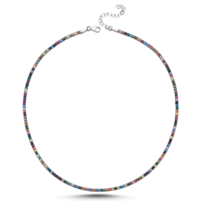 2mm%20Colorful%20Square%20CZ%20Tennis%20Necklace