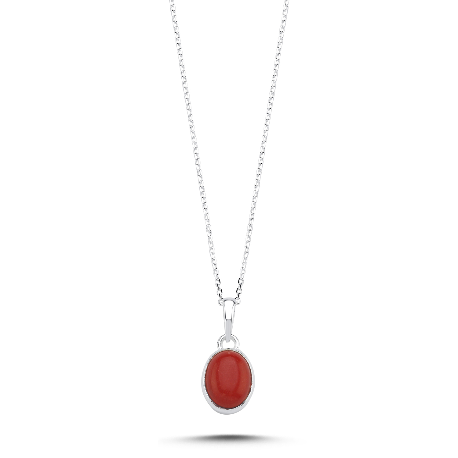 Coral%20&%20Oval%20Natural%20Stone%20Necklace