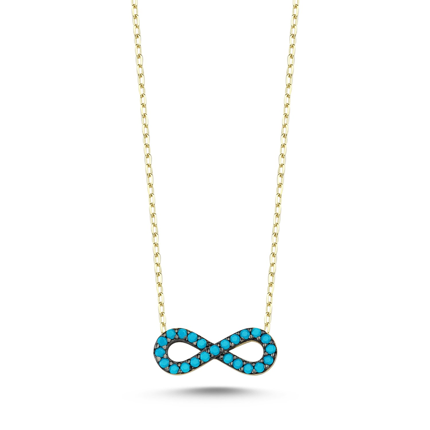 Infinity%20Nano%20Turquoise%20Stud%20Necklace-Altın%20kaplama