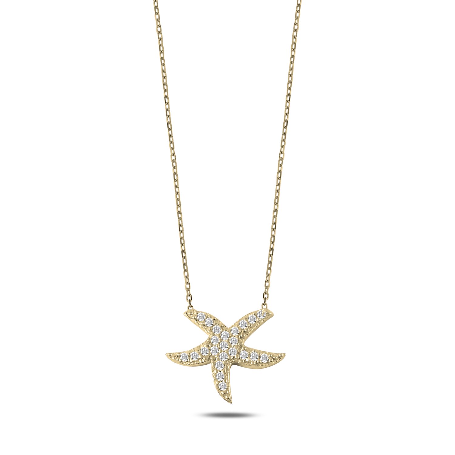 Starfish%20CZ%20Stud%20Necklace-Altın%20kaplama