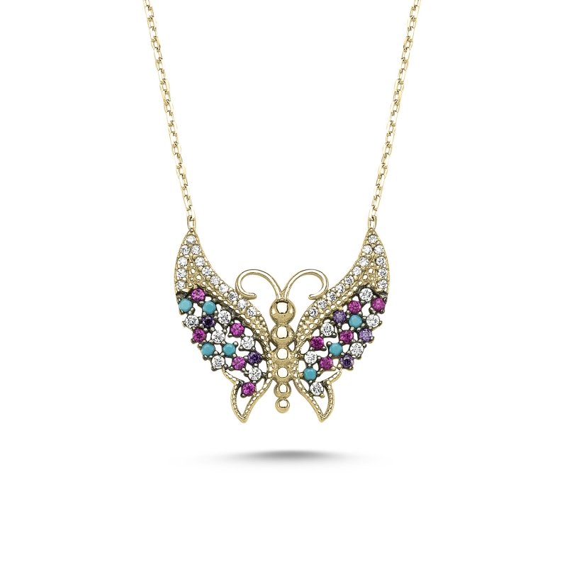 CZ%20Colorful%20Butterfly%20Necklace-Gold%20Plated