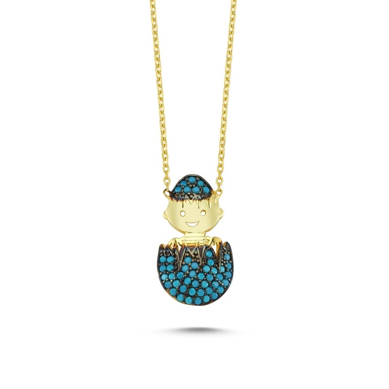 Turquoise%20CZ%20Egg%20&%20Baby%20Necklace-Gold%20Plated