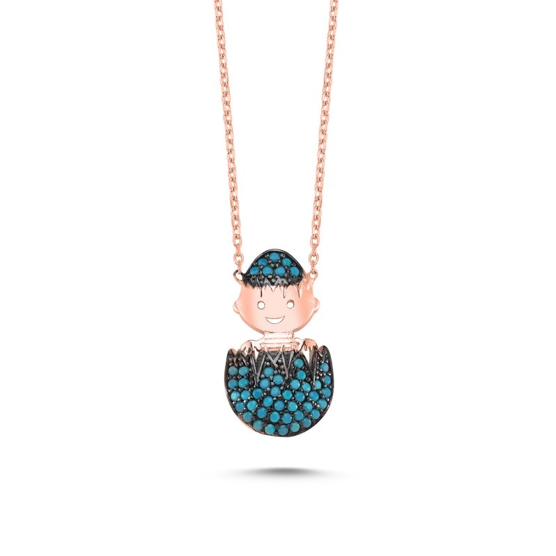 Turquoise%20CZ%20Egg%20&%20Baby%20Necklace-Rose%20Gold%20Plated