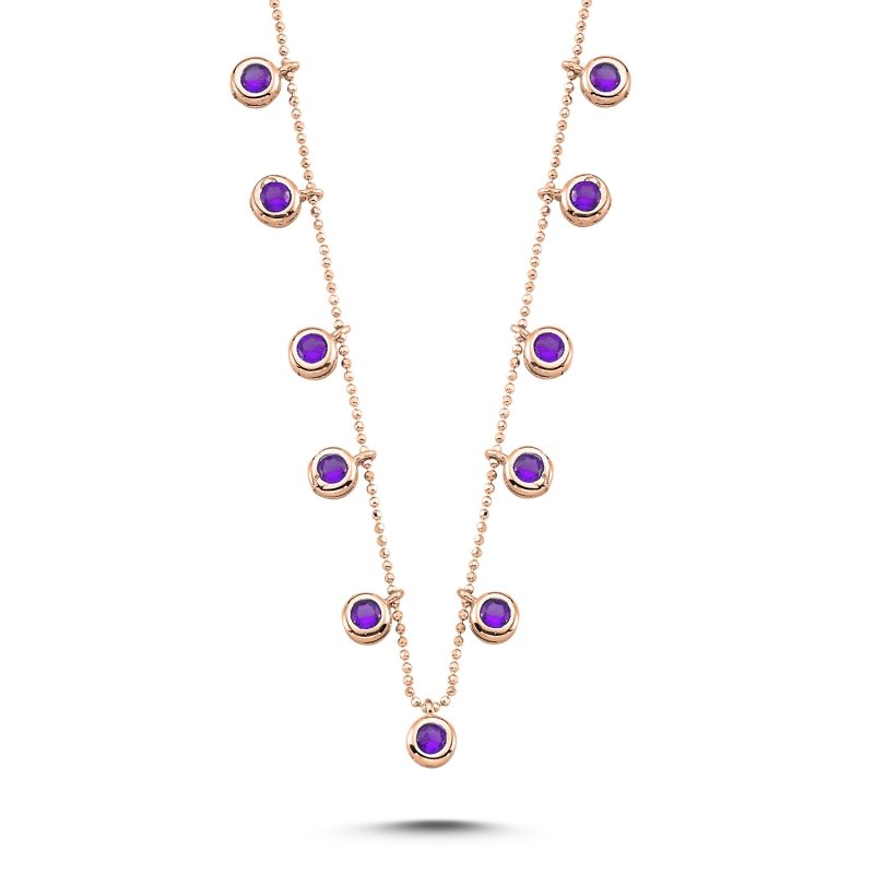 Amethyst%20CZ%20Dangle%20Charm%20Necklace-Rose%20Gold%20Plated