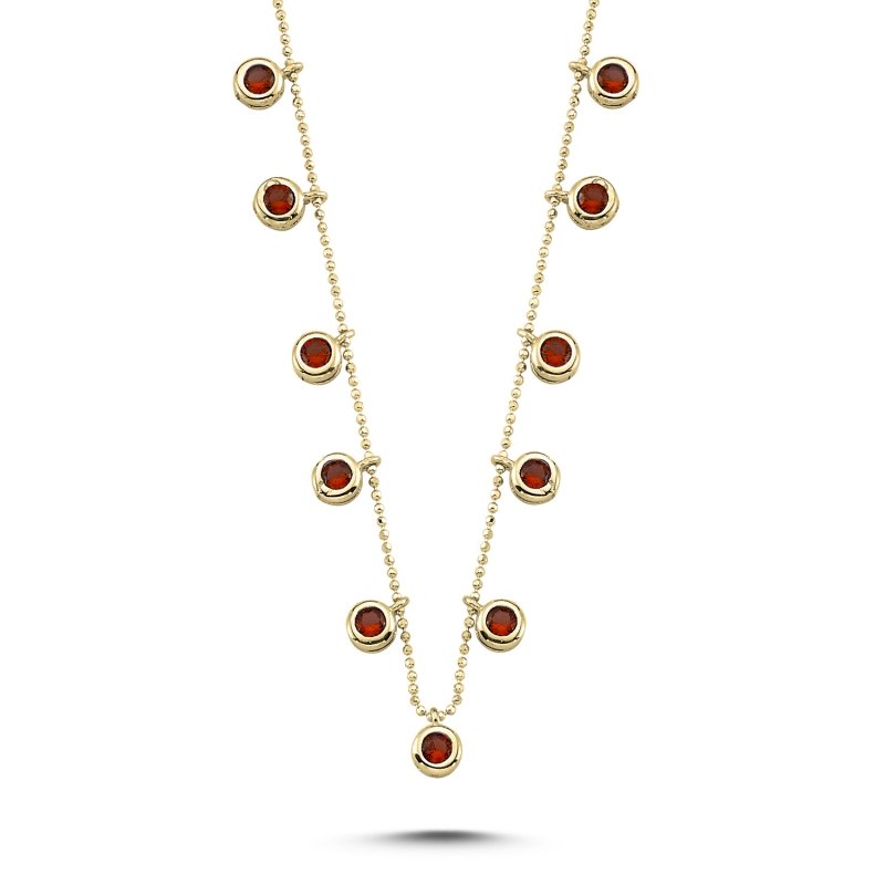 Garnet%20CZ%20Dangle%20Charm%20Necklace-Gold%20Plated