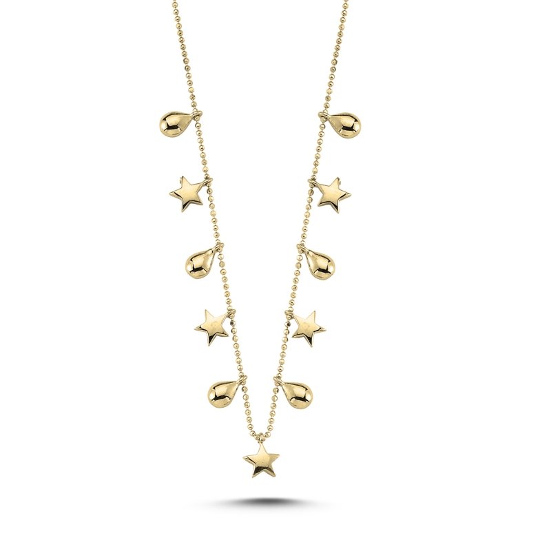 Star%20&%20Teardrop%20Dangle%20Charm%20Necklace-Gold%20Plated