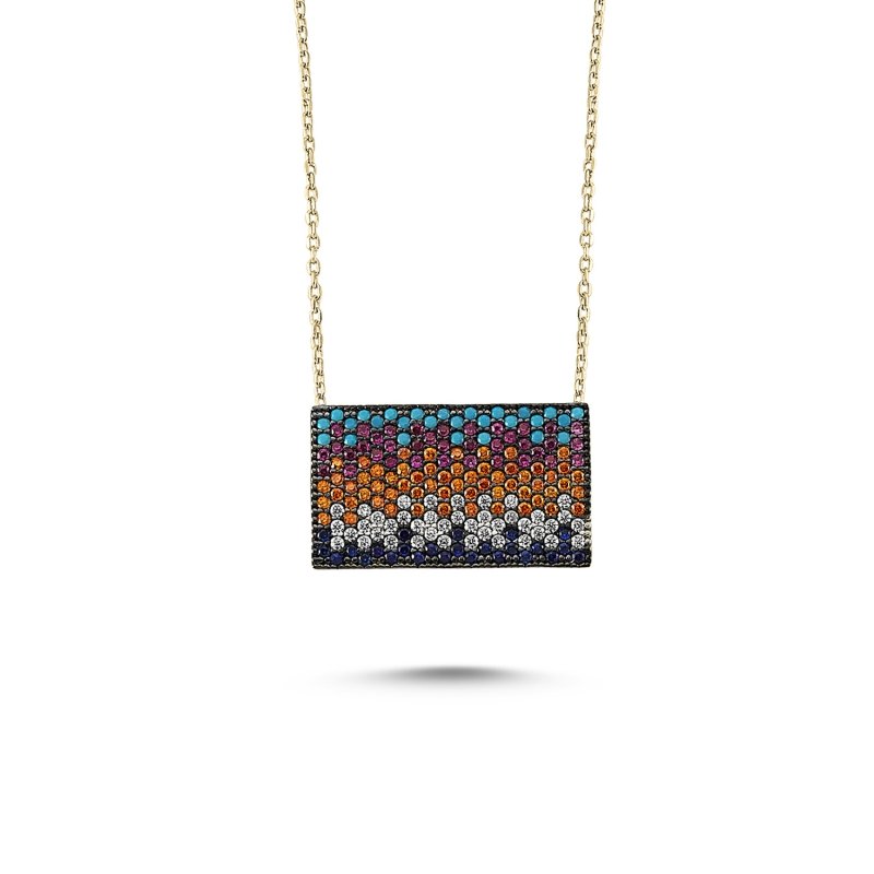 Mix%20CZ%20Rectangle%20Necklace-Gold%20Plated