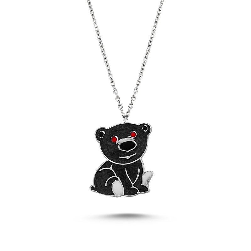 Enamel%20Teddy%20Bear%20Necklace-Rodyum%20kaplama