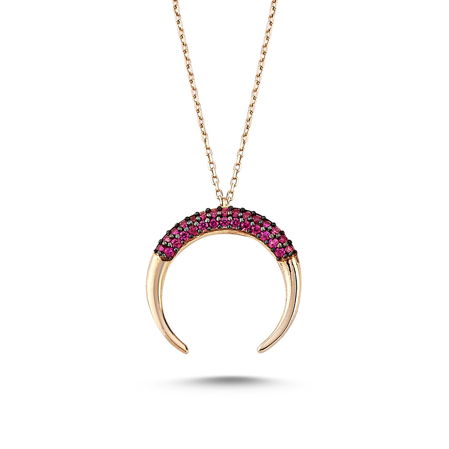 Double%20Horn%20Necklace%20with%20Pink%20CZ-Rose%20kaplama